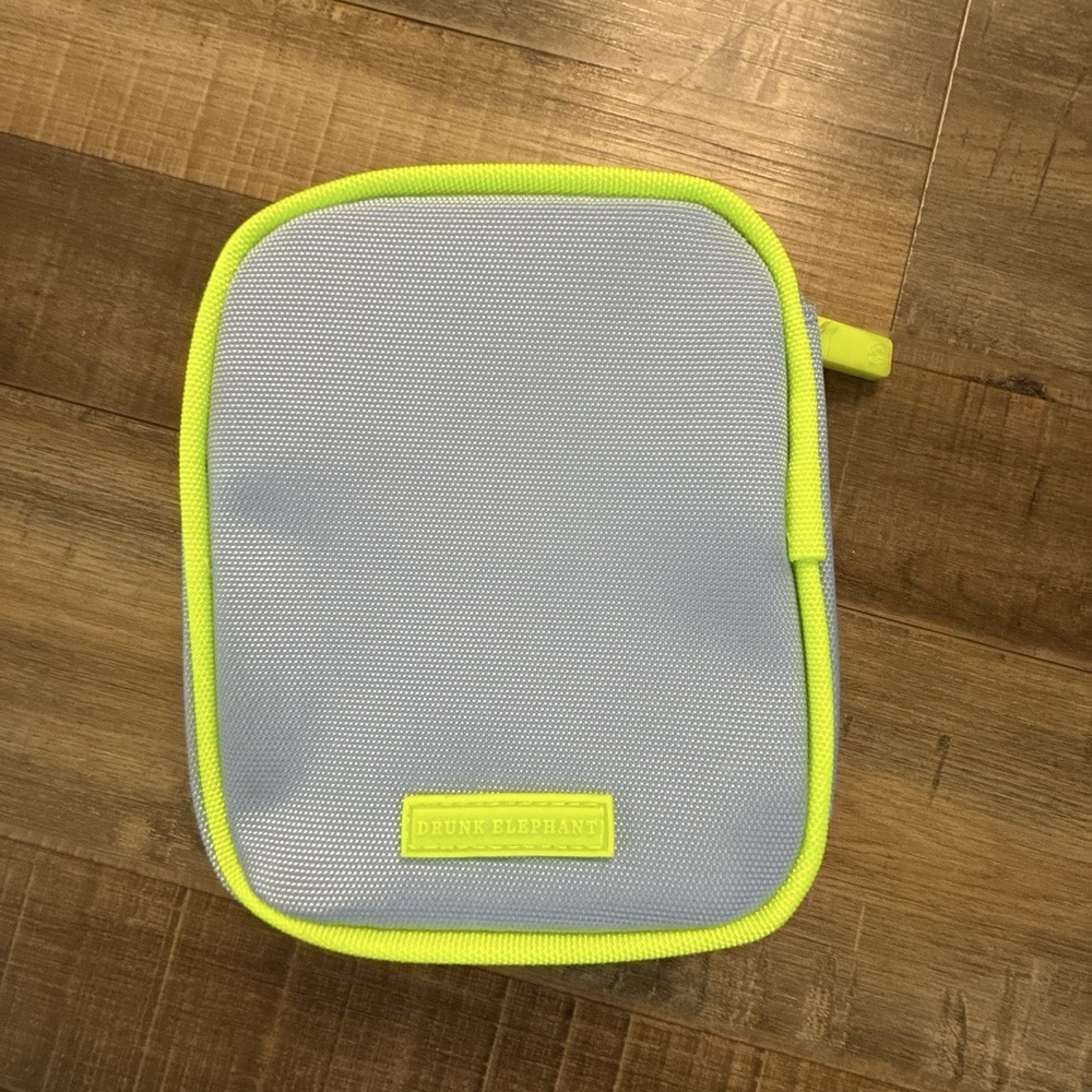 Drunk Elephant Bag Skincare Cosmetics Makeup Blue Green Zipper Case Travel Zip